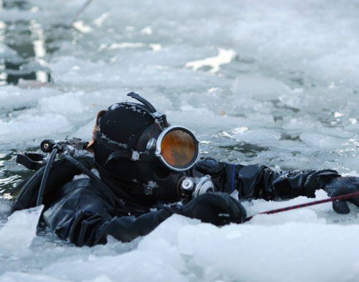 Diver among the ice